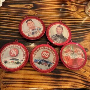 Pack Of‎ 5 Coca-Cola Nascar Official Soft Drink Of Christmas Ornament Disc
